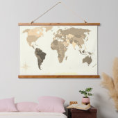 World Map Wandteppich Mit Holzrahmen (Schlafzimmer)