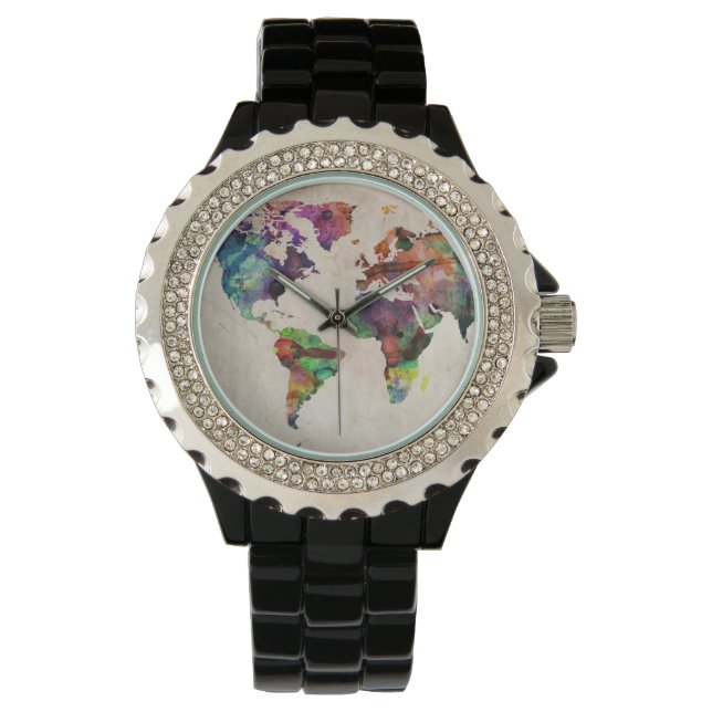 World Map Watch Armbanduhr (Vorderseite)