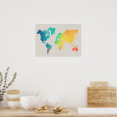 World Map Watercolor Poster (Küche)