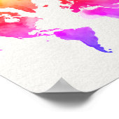 World Map Watercolor Rainbow Poster (Ecke)