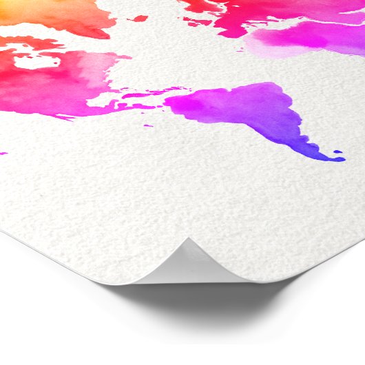 World Map Watercolor Rainbow Poster (Ecke)