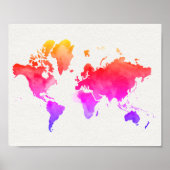 World Map Watercolor Rainbow Poster (Vorne)