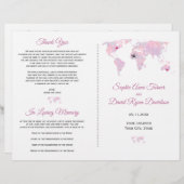 World Map Wedding Program für Zielwasserfarbe (Vorne/Hinten)