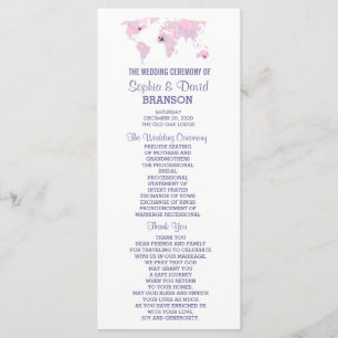 World Map Wedding Program für Zielwasserfarbe Programm