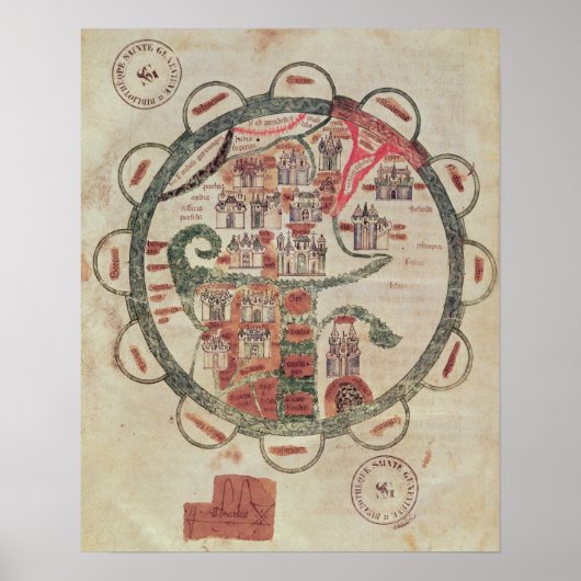 World map with Jerusalem in the centre Poster (Vorne)