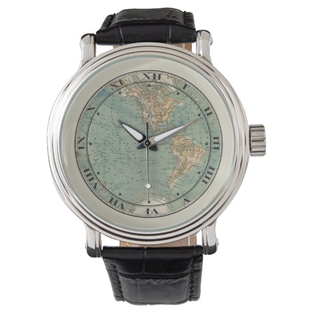 World Map Wrist Watch Armbanduhr (Vorderseite)
