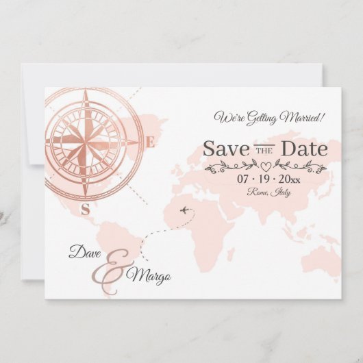 World Map Zielkarte Save the Date Karte (Vorderseite)