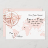 World Map Zielkarte Save the Date Karte (Vorne/Hinten)