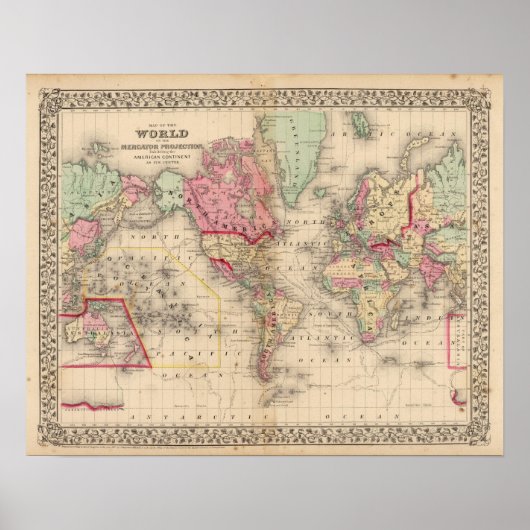 World Mercator proj Karte von Mitchell Poster (Vorne)