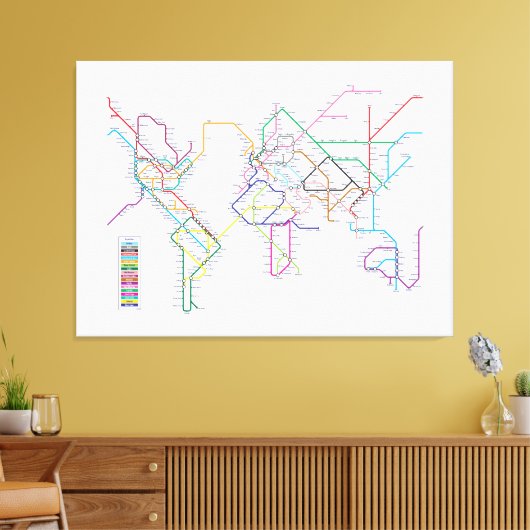 World Metro Map Leinwanddruck (Insitu (Wohnzimmer))