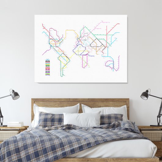 World Metro Map Leinwanddruck (Insitu (Schlafzimmer))