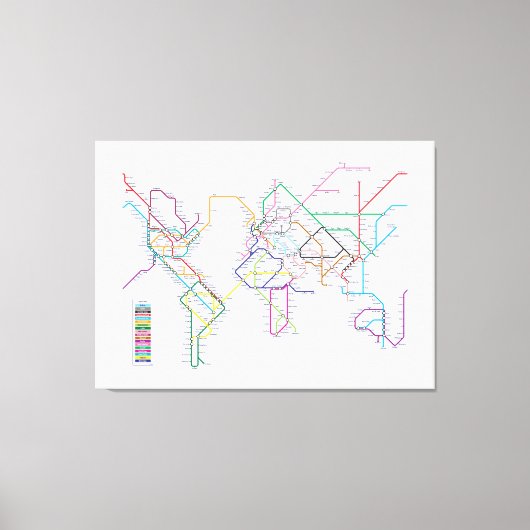 World Metro Map Leinwanddruck (Vorderseite)