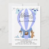 World of Blue Balloons Einladung zum ersten Geburt (Vorderseite)