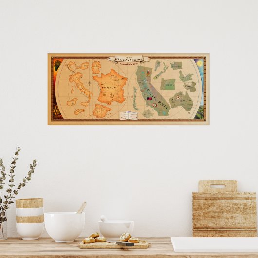 World of Wine Map Poster Print (Küche)