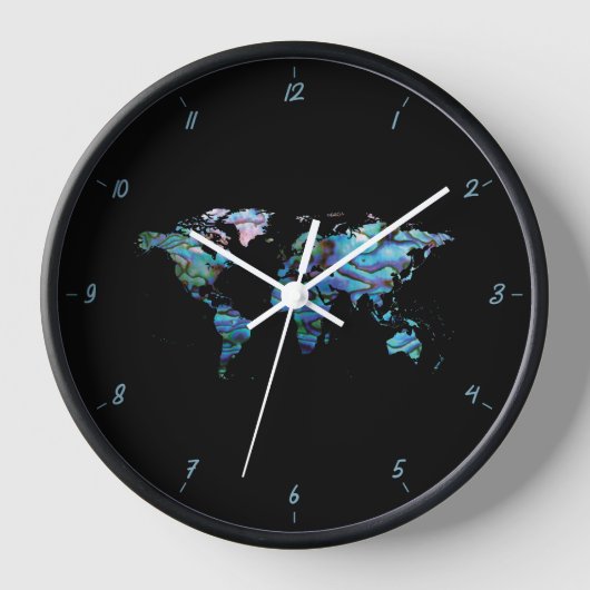 WORLD PAUA SQUARE WALL CLOCK UHR (Vorderseite)