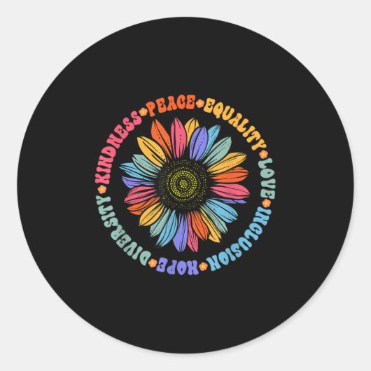 World Peace Suprter Sunflower Floral Outfit Kindne Runder Aufkleber (Vorderseite)