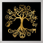 World Peace Tree Gold und Black Poster (Vorne)