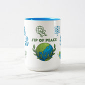 WORLD PEACE WHITE AND GREEN 15OZ. CERAMIC MUG ZWEIFARBIGE TASSE (Mittel)