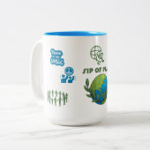 WORLD PEACE WHITE AND GREEN 15OZ. CERAMIC MUG ZWEIFARBIGE TASSE (Vorderseite Links)