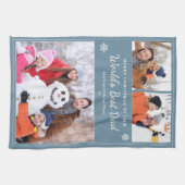 World’s Best Dad 3 Photos Christmas Blue Geschirrtuch (Horizontal)