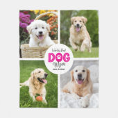 World’s Best Dog Mom Custom 4 Photo Pink on White Fleecedecke (Vorderseite)