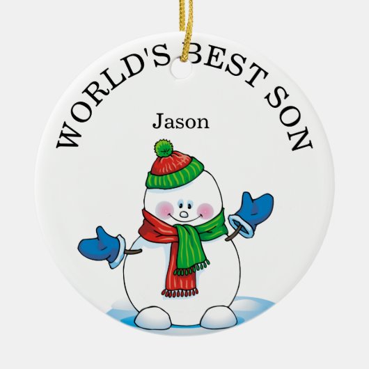 World’s Best Son Snowman Christmas Keramik Ornament (Vorne)