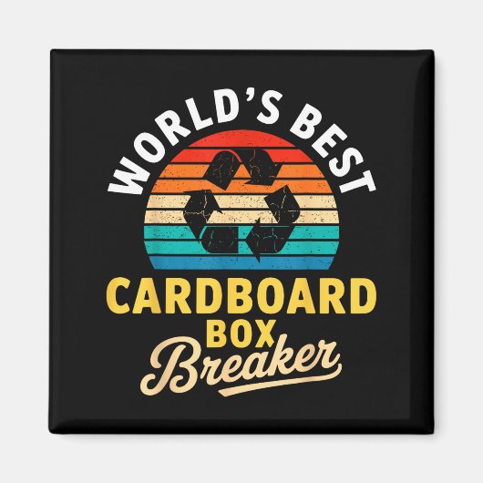 World’s Cardboard Box Breaker Funny Recycling Hero Magnet (Vorne)