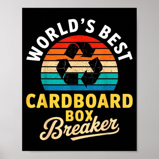 World’s Cardboard Box Breaker Funny Recycling Hero Poster (Vorne)