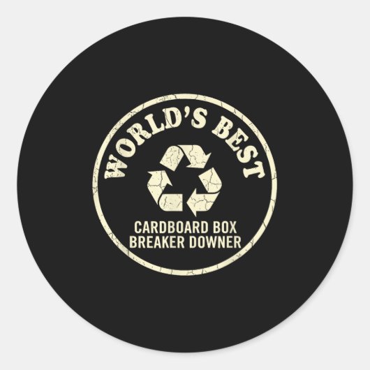 World’s Cardboard Box Breaker Funny Recycling Hero Runder Aufkleber (Vorderseite)