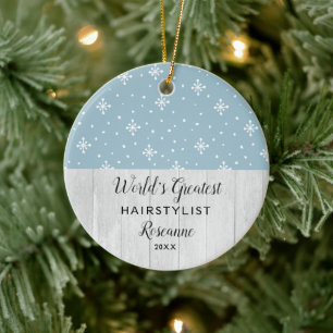 World’s Greatest Hairstyist Snowflakes Customized Keramik Ornament