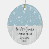 World’s Greatest Hairstyist Snowflakes Customized Keramik Ornament (Links)