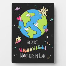 World’s Grooviest Mother in Law Retro Plaque      