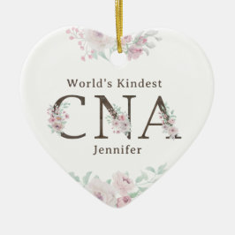 World’s Kindest CNA Floral Christmas Keramik Ornament