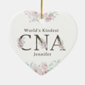 World’s Kindest CNA Floral Christmas Keramik Ornament (Hinten)