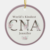 World’s Kindest CNA Floral Christmas Keramik Ornament (Vorne)
