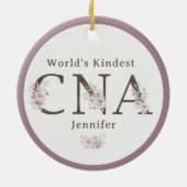 World’s Kindest CNA Floral Christmas Keramik Ornament (Hinten)