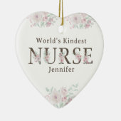 World’s Kindest Nurse Floral Christmas Keramik Ornament (Rechts)
