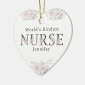 World’s Kindest  Nurse Floral Christmas Keramik Ornament (Links)