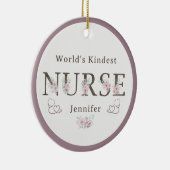 World’s Kindest  Nurse Floral Christmas Keramik Ornament (Rechts)