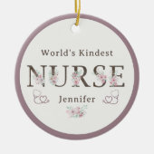 World’s Kindest Nurse Floral Christmas Keramik Ornament (Vorne)