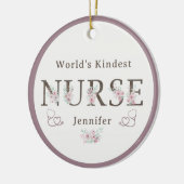 World’s Kindest Nurse Floral Christmas Keramik Ornament (Links)