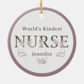 World’s Kindest Nurse Floral Christmas Keramik Ornament (Hinten)