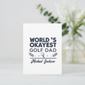 World’s Okayest Golf Dad Custom Name Design Postkarte (Stehend Vorderseite)