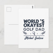 World’s Okayest Golf Dad Custom Name Design Postkarte (Vorne/Hinten)