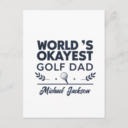 World’s Okayest Golf Dad Custom Name Design Postkarte (Vorderseite)