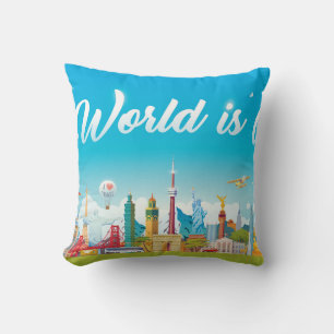 World Sehenswürdigkeiten: Reisen Vintages Set Kissen