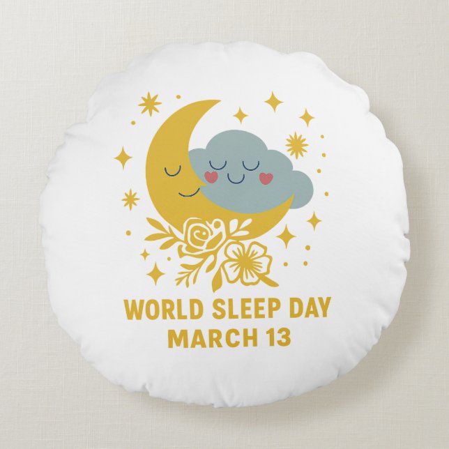 World Sleep Day – Rest in Style  Round Pillow Rundes Kissen (Vorderseite)