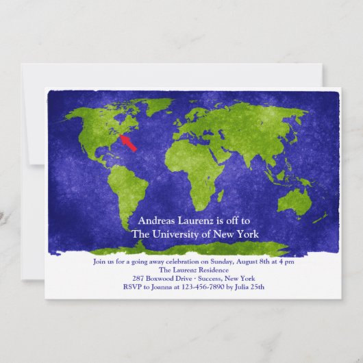 World Studies Abschluss/Weggehen Party lädt ein Einladung (Vorderseite)