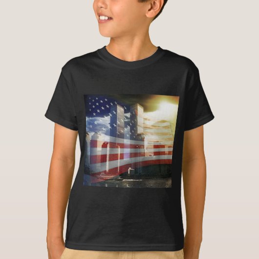 World Trade Center mit Flagge T-Shirt (Vorderseite)