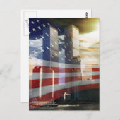 World Trade Center mit Flaggen Postkarte (Vorne/Hinten)